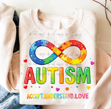Load image into Gallery viewer, Autism Acceptance Understand Love Infinity TRANSFER