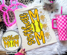 Load image into Gallery viewer, Floral Softball Mom With Pocket DROPDOWN TRANSFER CAP MAR
