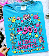 Load image into Gallery viewer, Raised On 90’s Classic Video Games With SLEEVE OPTION DROPDOWN TRANSFER GRAV MAY 25