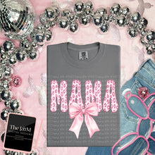 Load image into Gallery viewer, Pink Cheetah Bow Faux Embroidery Names TRANSFER JM FEB