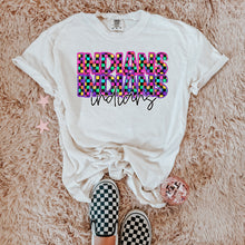 Load image into Gallery viewer, Colorful Checkered Stacked Mascot Dropdown TRANSFER CAP