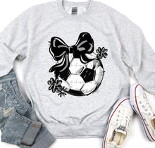 Load image into Gallery viewer, Play Ball Soccer Bow With Flower DROPDOWN TRANSFER BIA