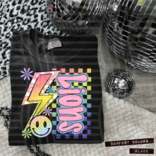 Load image into Gallery viewer, Sideways Rainbow Checker Bolt Happy Mascots Dropdown TRANSFER CAP JUNE