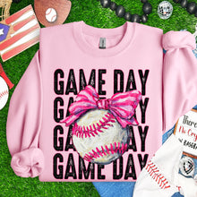 Load image into Gallery viewer, Game Day Stacked Painted Ball Pink Bow Sport Dropdown TRANSFER SDD FEB 26