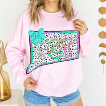 Load image into Gallery viewer, Pink Teal Dalmatian Bow States (All 50 states available) DTF TRANSFER