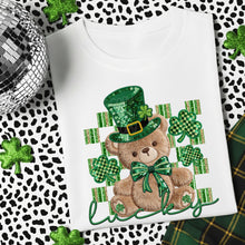 Load image into Gallery viewer, Lucky Bear Sequin Faux Embroidery Shamrocks TRANSFER DWS JAN 26