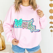 Load image into Gallery viewer, Pink Teal Dalmatian Bow States (All 50 states available) DTF TRANSFER