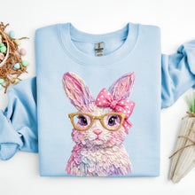 Load image into Gallery viewer, Easter Bunny Paint Pink Polka Dot Bow Gold Glasses TRANSFER SDD JAN 26