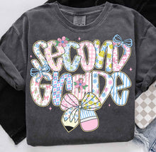 Load image into Gallery viewer, Floral Pink Plaid Pencil Bow School Grades DROPDOWN TRANSFER