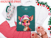 Load image into Gallery viewer, Pink Hat Painted Reindeer TRANSFER ET OCT 25