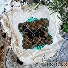 Load image into Gallery viewer, Turquoise Brown Checkered Farm Animal DROPDOWN TRANSFER CCD
