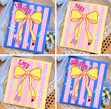 Load image into Gallery viewer, Large Skinny Pencil Bow And Pink Gingham Stripes Grade/Occupation Option DROPDOWN TRANSFER ET JULY 26