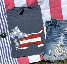 Load image into Gallery viewer, Patriotic Dog Designs White Text SWD MAY DROPDOWN TRANSFER
