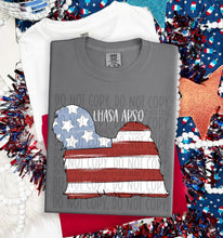 Load image into Gallery viewer, Patriotic Dog Designs White Text SWD MAY DROPDOWN TRANSFER