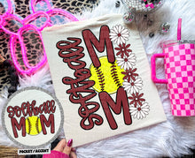 Load image into Gallery viewer, Floral Softball Mom With Pocket DROPDOWN TRANSFER CAP MAR