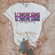 Load image into Gallery viewer, Colorful Checkered Stacked Mascot Dropdown TRANSFER CAP