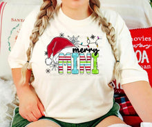 Load image into Gallery viewer, Merry Name With Santa Hat Multicolored Color TRANSFER SCG