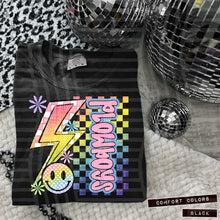 Load image into Gallery viewer, Sideways Rainbow Checker Bolt Happy Mascots Dropdown TRANSFER CAP JUNE