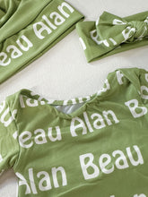 Load image into Gallery viewer, Custom Print Name Baby Knotted Gown Set