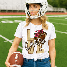 Load image into Gallery viewer, Love Football Flower Bow Mascot DROPDOWN TRANSFER HMWK JUNE 25