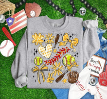 Load image into Gallery viewer, Play Ball Softball Collage DROPDOWN TRANSFER BIA