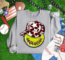 Load image into Gallery viewer, Play Ball Happy Face Hat Softball DROPDOWN TRANSFER BIA