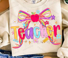 Load image into Gallery viewer, Teacher Watercolor Bow TRANSFER