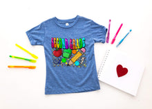 Load image into Gallery viewer, Rainbow Checkered School Supplies Grades TRANSFER