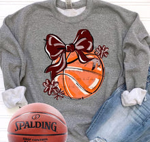 Load image into Gallery viewer, Play Ball Basketball Bow With Flower DROPDOWN TRANSFER BIA