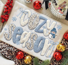 Load image into Gallery viewer, Cozy Season Blue White Faux Yarn TRANSFER