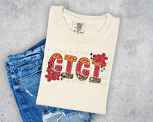 Load image into Gallery viewer, Title Pink Checker Orange Floral Dropdown TRANSFER JBD APR 25