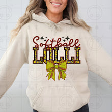 Load image into Gallery viewer, Softball Names Bow Faux Embroidery TRANSFER HMWK JAN