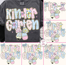Load image into Gallery viewer, Floral Pink Plaid Pencil Bow School Grades DROPDOWN TRANSFER