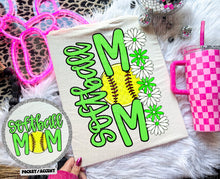 Load image into Gallery viewer, Floral Softball Mom With Pocket DROPDOWN TRANSFER CAP MAR