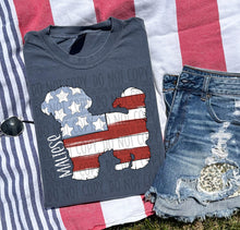Load image into Gallery viewer, Patriotic Dog Designs White Text SWD MAY DROPDOWN TRANSFER