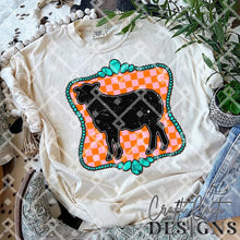 Load image into Gallery viewer, Turquoise Pink Checkered Farm Animal DROPDOWN TRANSFER CCD