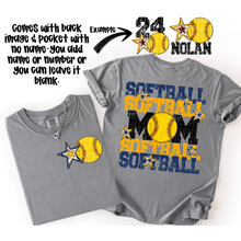 Load image into Gallery viewer, Softball Mom Customizable DROPDOWN With Pocket TRANSFER SDD AUGUST