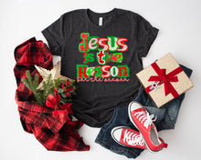 Load image into Gallery viewer, Jesus Is The Reason For The Season Red Green Block TRANSFER ET OCT 25