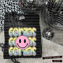 Load image into Gallery viewer, Rainbow Checker Pink Happy Stacked Mascots Dropdown TRANSFER CAP JUNE 25