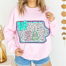 Load image into Gallery viewer, Pink Teal Dalmatian Bow States (All 50 states available) DTF TRANSFER