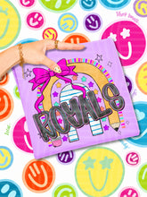 Load image into Gallery viewer, Rainbow Crayon Pink Bow School Mascots DROPDOWN TRANSFER CAP JUNE 26