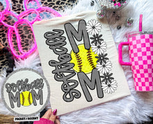Load image into Gallery viewer, Floral Softball Mom With Pocket DROPDOWN TRANSFER CAP MAR