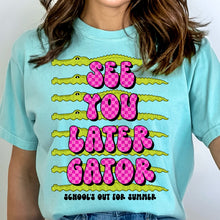 Load image into Gallery viewer, See You Later Gator Schools Out For Summer Blue or Pink Checker DROPDOWN TRANSFER SPO APR 26