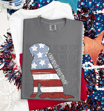 Load image into Gallery viewer, Patriotic Dog Designs White Text SWD MAY DROPDOWN TRANSFER