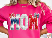 Load image into Gallery viewer, USA Stripes Denim Floral Stars Faux Lace Patch TITLE DROPDOWN TRANSFER ET APR 26
