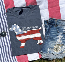 Load image into Gallery viewer, Patriotic Dog Designs White Text SWD MAY DROPDOWN TRANSFER