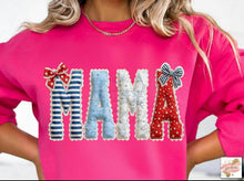 Load image into Gallery viewer, USA Stripes Denim Floral Stars Faux Lace Patch TITLE DROPDOWN TRANSFER ET APR 26