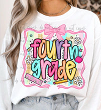 Load image into Gallery viewer, Preppy Paint Brush Pink Bow Frame School Grades DROPDOWN TRANSFER