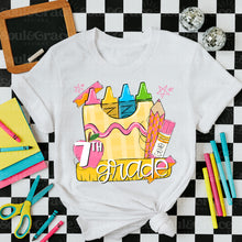 Load image into Gallery viewer, Stripe Crayon Box School GRADE + COLOR DROPDOWN TRANSFER BIA MAY 26