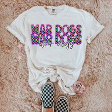 Load image into Gallery viewer, Colorful Checkered Stacked Mascot Dropdown TRANSFER CAP